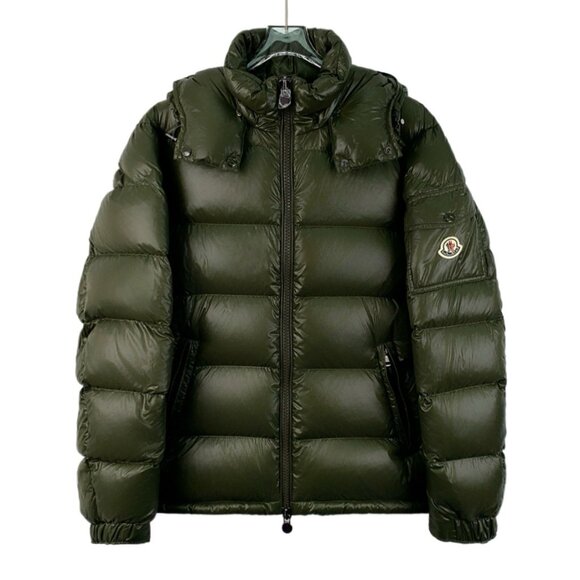 IM0215 masked Moncler 24 Maya series Military green logo patch hooded zipper lon - Picture 1 of 9